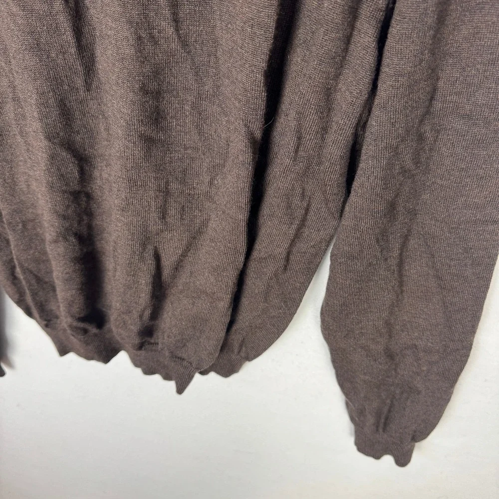 Brooks Brothers Mens Tech‎ Merino Wool V-Neck Sweater Brown Large RN93986